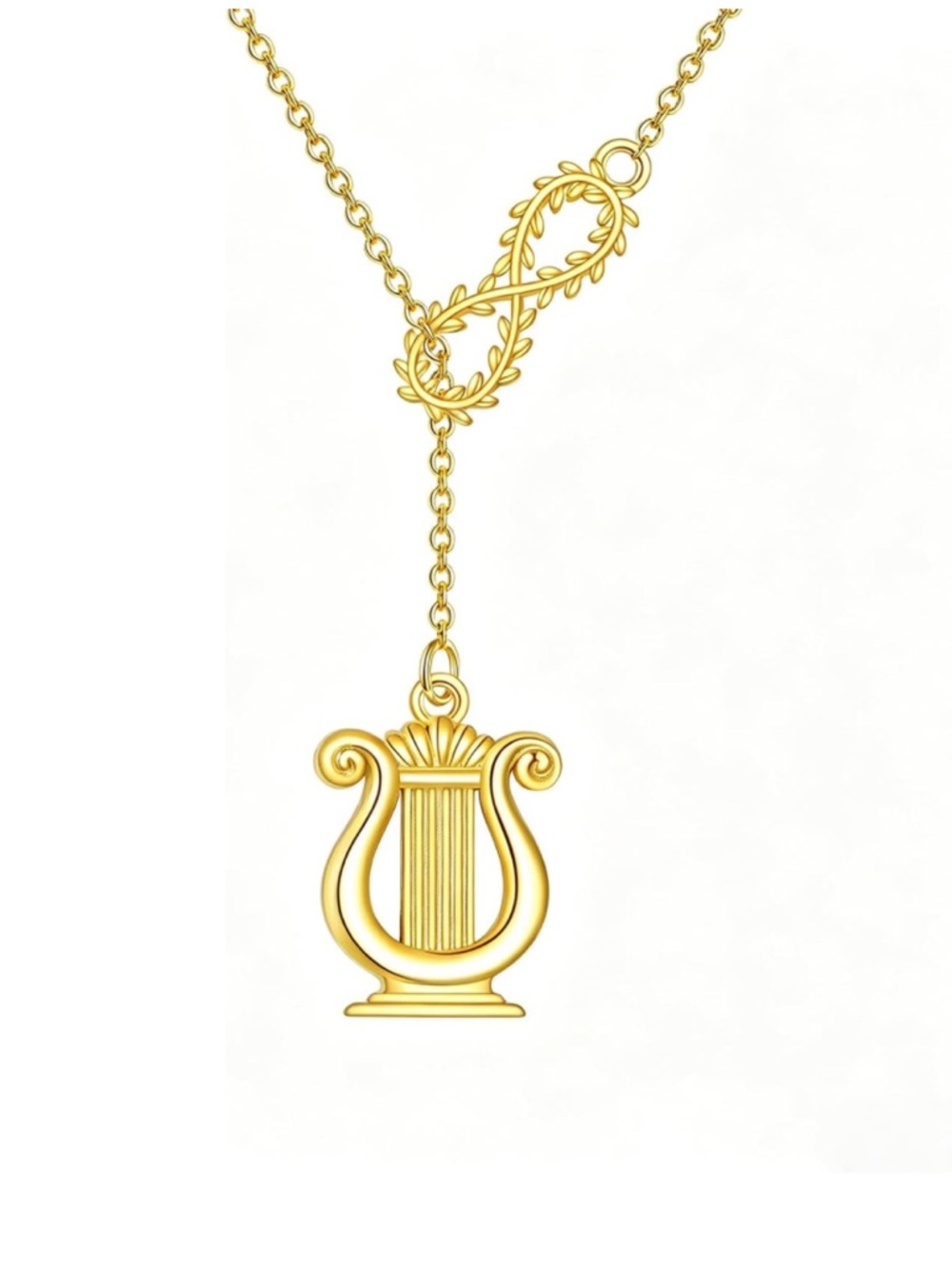 Gold Lyre Pendant Necklace - Women's Jewelry